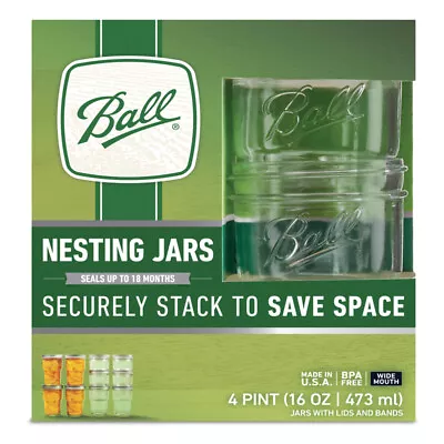 $23.99 • Buy Ball Wide Mouth Nesting Jar 16 Oz 4 Pk
