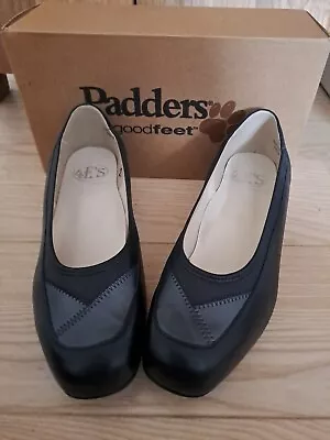 £12.99 • Buy New Ladies Size UK 8 Shoes Equity Black Leather With Low Block Heel 4E's Smart 