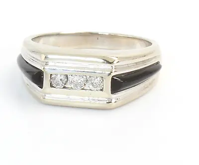 + 14k Vintage Men's Dinner Ring Band 8g Gold Genuine .30ctw Diamond Size 10 • $759