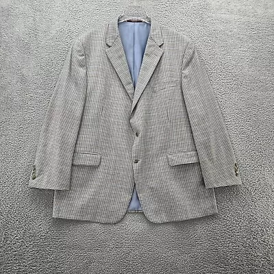 Hickey Freeman Mens Blazer Gray Blue 50L 100% Wool Plaid Sports Coat Suit Jacket • $49.50