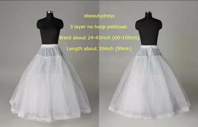 White 3 Or 8-Layers Tulle Hoopless Wedding Dress Underskirt/Underdress Petticoat • £10.91