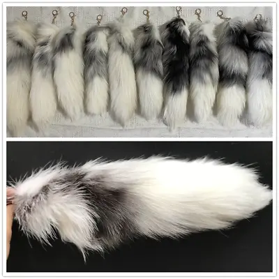 2/5/10pcs White Natural Fox Tail Marble Fox Fur Tail Cross Fox Tail Keychain  • $14.50