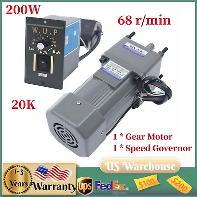 200W 110V AC Gear Motor Electric Variable With Speed Controller Single-phase 20K • $92.15