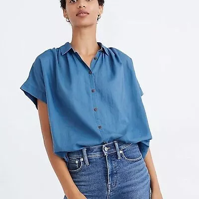 Madewell Short Sleeve Chambray Cotton Blouse • $18