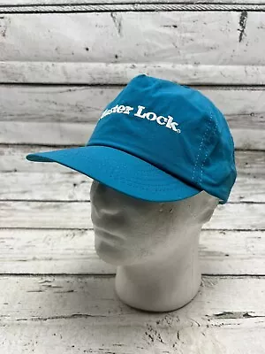 VTG Master Lock Embroidered Spell Out Blue Advertising Snapback Trucker Hat Cap • $30.84