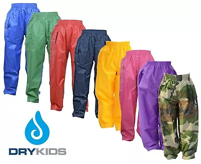 DRY KIDS Waterproof Over Trousers Rain Children Boys & Girls Childs Age 2-13 • £8.95