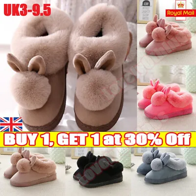 Women Memory Foam Slippers Faux Fur Winter Warm Full Collar Boots Shoes Size UK • £8.99