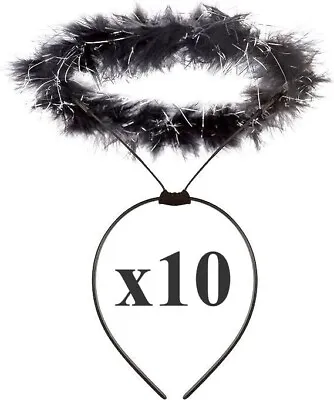 10 X Ladies Fluffy Halo Angel Head Band Hen Night Fancy Dress Silver Sparkles • £9.99