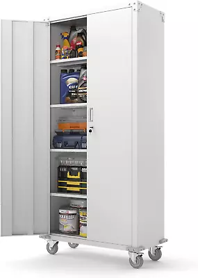 72  Tall Metal Storage Cabinets With Doors And 4 Adjustable Shelves For Garage  • $272.99