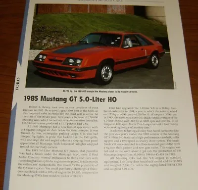 ★★1985 Mustang Gt Specs Info Photo 85 86 Ford 5.0 302 Ho★★ • $7.99