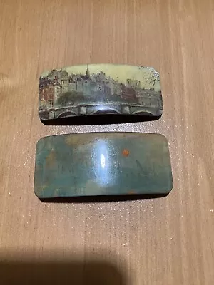 Vtg French Barrettes Lot Of 2 Made In France Assorted Hand Painted Design Metal • $24.99