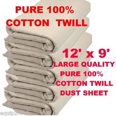 Cotton Twill Dust Sheets Various Sizes DIY Builder Decorating Cover 9ft X 12ft • £9.65