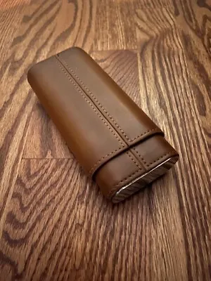 Tan Leather 3 Holder Travel Cigar Case - New  • $20