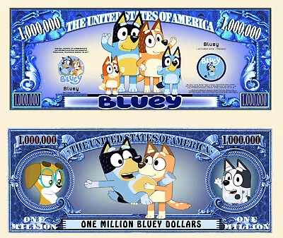 Bluey Million Dollar Bill Play Funny Money Novelty Note + FREE SLEEVE • $1.69