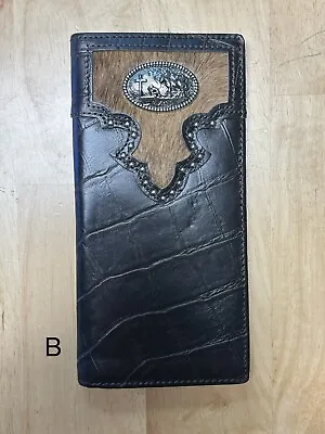 TNA 125CF(B) Coffee Alligator Print W/Praying Cowboy Concho Western Wallet • $22