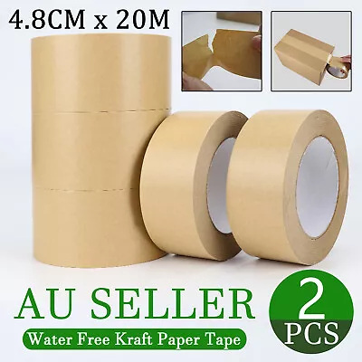 48mm Kraft Brown Paper Tape Picture Framing Packing Tape Self Adhesive Craft DIY • $14.25