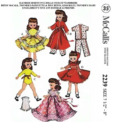 7-1/2  - 8  Ginny Muffie Betsy McCall Doll Clothes Pattern McCall's 2239 • $9.95