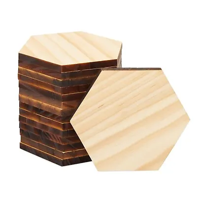 15 Pack Unfinished Wooden Hexagon Cutouts For Crafts 1/4  Thick 4 X 4 In • $14.49