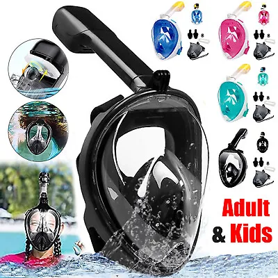 Snorkel Mask Full Face Snorkelling Free Breath Diving Mask Anti-fog Adults Kids • $18.86