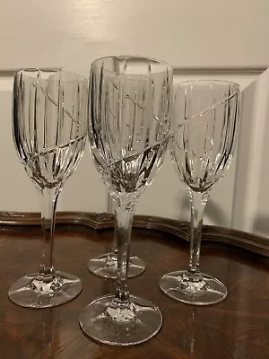 4 Beautiful Mikasa Uptown Crystal Wine Glasses / Goblets ~ 9  Tall • $49