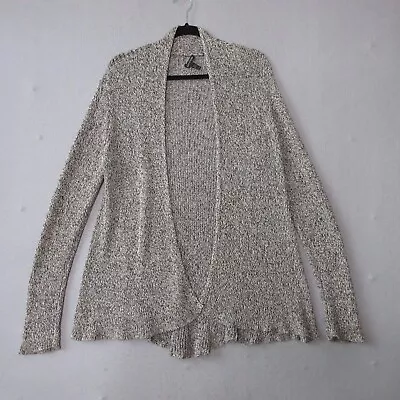 Eileen Fisher Sweater Cardigan Women Large Organic Linen Open Front Lagenlook • £43.43
