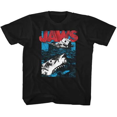 Jaws Coming Out Of The Water And The Orca Youth T Shirt 2T-YXL Classic Movie • $36.28