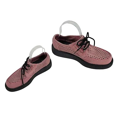 TUK Creepers Shoes Platform Unisex Perforated Suede Lace Up Pink Womens 9 Mens 7 • $69