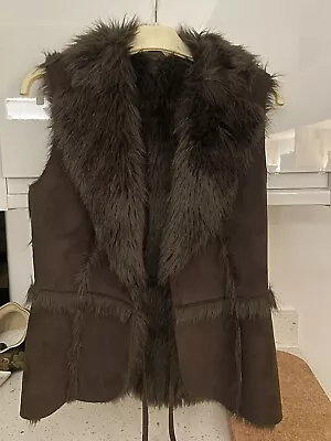 Faux Fur And Suede Gilet M&S ~ Size 10 VGC • £15