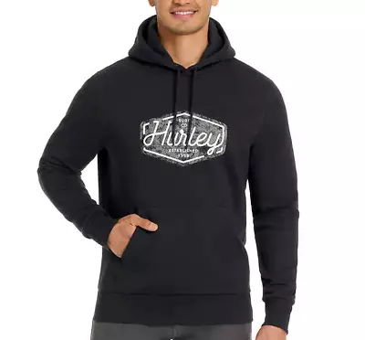 Hurley Hoodie Mens Classic Graphic Long Sleeve Fleece Sweatshirt Black Medium • $15.99