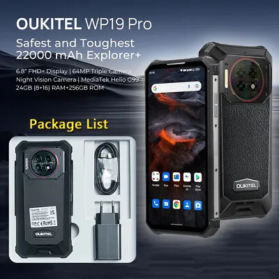 Oukitel WP19 Pro IP68 Phone Night Vision 22000mAh 24GB+256GB 64MP 6.8 Inch 120Hz • £216.68