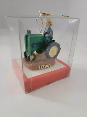 Vintage Man In Green Tractor Christmas Ornament IOWA JAC PAC 1999  • $14.98