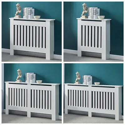 White Wood Radiator Cover MDF Grill Shelf Cabinet Modern Traditional Furniture • £25.99