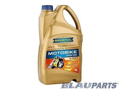 RAVENOL Motorcycle Oil 4-Stroke 20W-50 Mineral 4L | API SM JASO MA2 JASO MA • $44.95