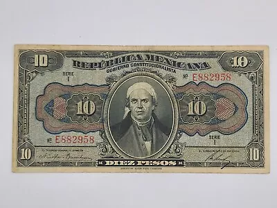 1915 Distrito Federal Mexico 10 Peso Banknote - P# S686a; M# 1257a • $35