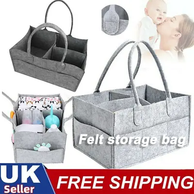 £5.29 • Buy Baby Diaper Caddy Organizer Felt Changing Nappy Kids Storage Carrier Bag Grey UK
