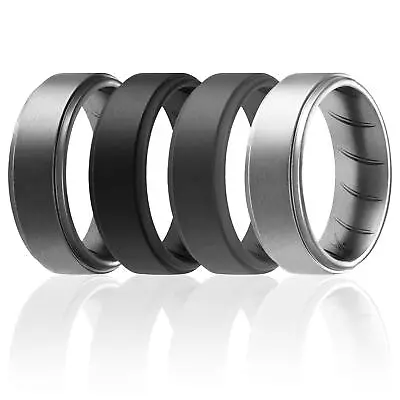 Silicone Rings For Men 1/4/6 Multipack Of Breathable Mens Silicone Rubber Weddin • $18.51