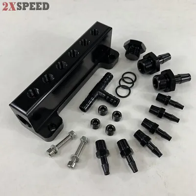 Black 1/8NPT 6 Port Vacuum Manifold Kit Fit Turbo Boost Intake Manifold EMUSA • $21.99