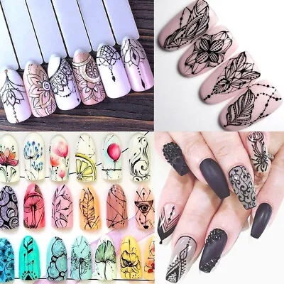 Nail Art Sticker Flower Decals Fancy Pattern Design Watermark Slider Decoration • $0.73