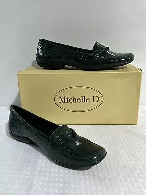 Michelle D Alligator Print SLIP ON Brown Leather SHOES Size 8M WOMENS W/ BOX • $19.99