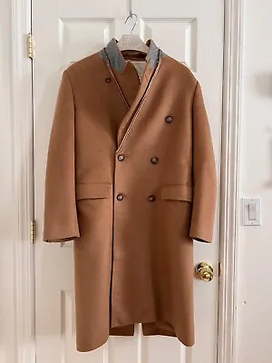 MAISON MARTIN MARGIELA X H&M Camel Wool Overcoat With Inverted Lapels US 40R  • $395