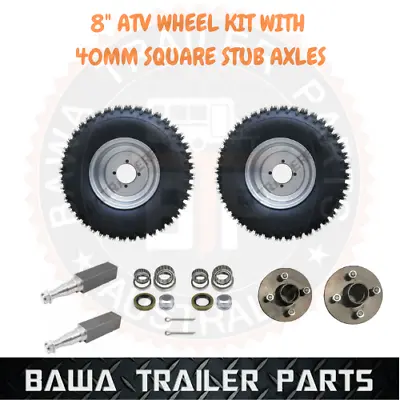 8  Atv Wheel Kit With Stub Axles And Hubs! Perfect For Go Kart ! Quad Trailer • $295