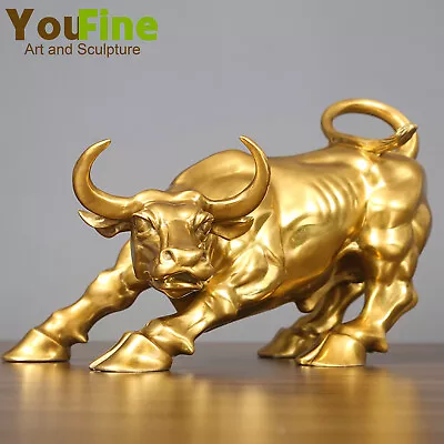 Wall Street Bronze Bull Statue Wall Street Charging Bull Sculpture Home Decor • $179