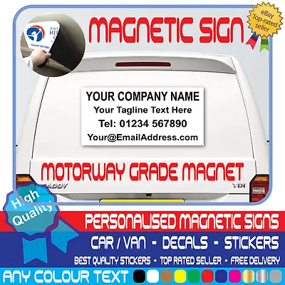 1x PERSONALISED BUSINESS NAME MAGNETIC SIGN Car Van Rear Door Sign Writing Vinyl • £6.99