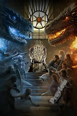 Game Of Thrones Night Fire Light Dark Dragon Print Poster Wall Art Picture A4 + • £4.99