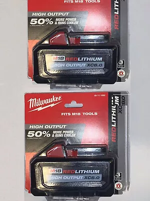 2Pack  Milwaukee M18 RedLithium High Output XC8.0 Battery - Black 48-11-1880 NEW • $150