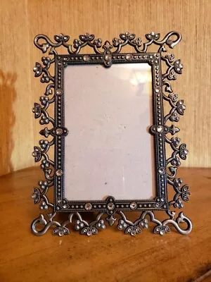 Malden Jeweled Picture Frame 4X 6 Pewter Colored Decorated Frame With Diamond • $35