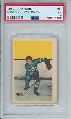1952-53 Parkhurst #51 GEORGE ARMSTRONG RC PSA 3 VG HOF Rookie Maple Leafs • $600