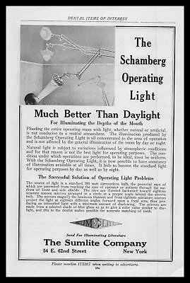 1922 The Sumlite Co. New York Schamberg Dental Operating Light Vintage Print Ad • $34.95