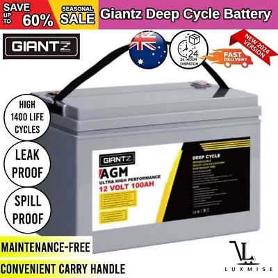 Giantz AGM Deep Cycle Battery 12V 100Ah Marine Sealed Power Portable Box Solar • $194.11