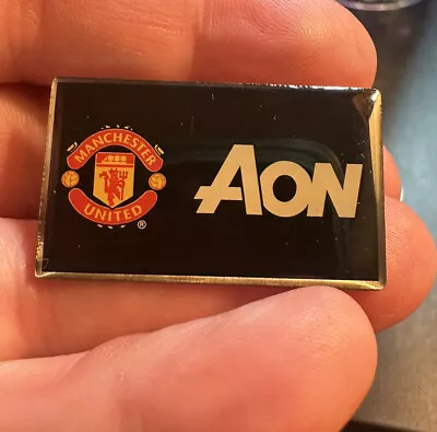 Manchester United FC AON Crest PIN Badge Black Red Gold • $14.99